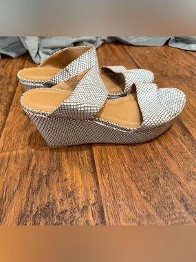 Rowen White Snake-Print Wedge Sandals